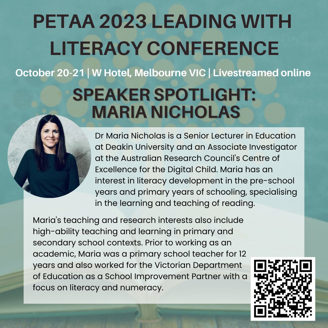PETAAConnect's tweet photo. Introducing MARIA NICHOLAS as a featured speaker at the #PETAA2023 Conference. Join us online (live or via your exclusive 12 month access to all sessions on demand) or in-person in Melbourne, VIC! https://t.co/nXRPH11xMn https://t.co/jCZtjghyzp