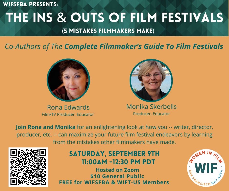 Hello friends ☺️! If you are interested in learning how to grow your film publicity, come join us virtually on September 9th @ 11 am PDT to discuss the INs &amp; OUTs of Film Festivals! 📽️

🎟️Purchase TICKETS using the QR code below or HERE: rb.gy/bz2we