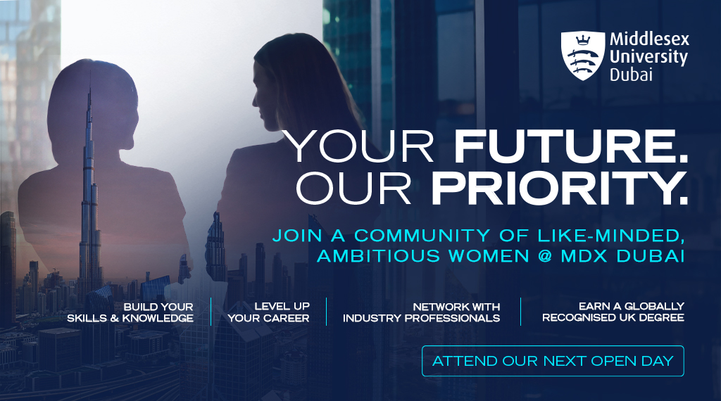 Take charge of your future with a world-class UK Master’s degree from <a href="/MiddlesexDubai/">Middlesex University Dubai</a>! Choose from over 40 Postgraduate programmes taught by leading faculty from industry in the heart of Dubai.

Visit their next Open Day and register your place: mdx.ac.ae/campus-open-da…

#MDXDubai