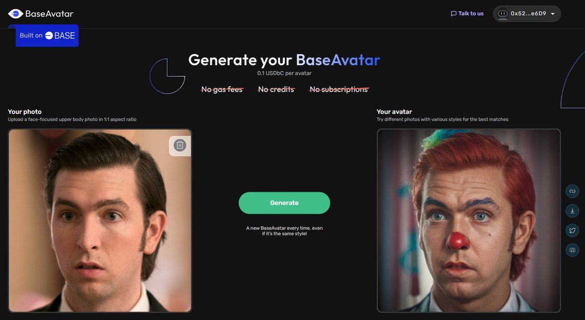 BaseAvatar - AI avatars on Base (@base_avatar) on Twitter photo This is what an unpaid <a href="/Base_Intern/">Base Intern 🛡️</a> looks like 🤡
Created with <a href="/base_avatar/">BaseAvatar - AI avatars on Base</a> , built on <a href="/BuildOnBase/">Build on Base</a> This is what an unpaid <a href="/Base_Intern/">Base Intern 🛡️</a> looks like 🤡
Created with <a href="/base_avatar/">BaseAvatar - AI avatars on Base</a> , built on <a href="/BuildOnBase/">Build on Base</a>