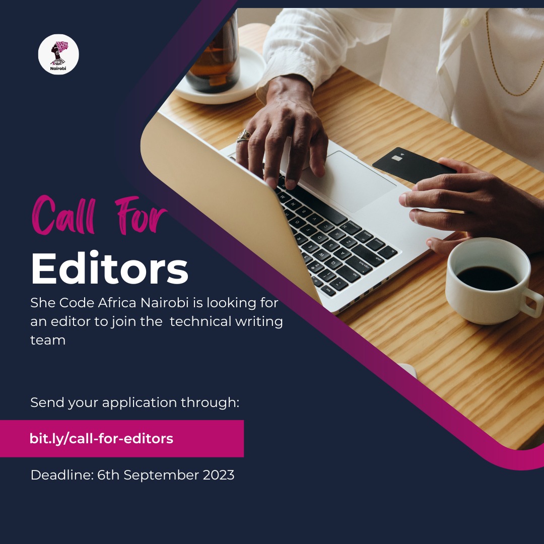 Are you passionate about technology and have a keen eye for detail? Do you enjoy refining content to make it clear, concise, and impactful? <a href="/SCAnairobi/">She Code Africa-Nairobi</a> is looking for you. Drop your application at bit.ly/call-for-edito… to be part of our incredible volunteering community.