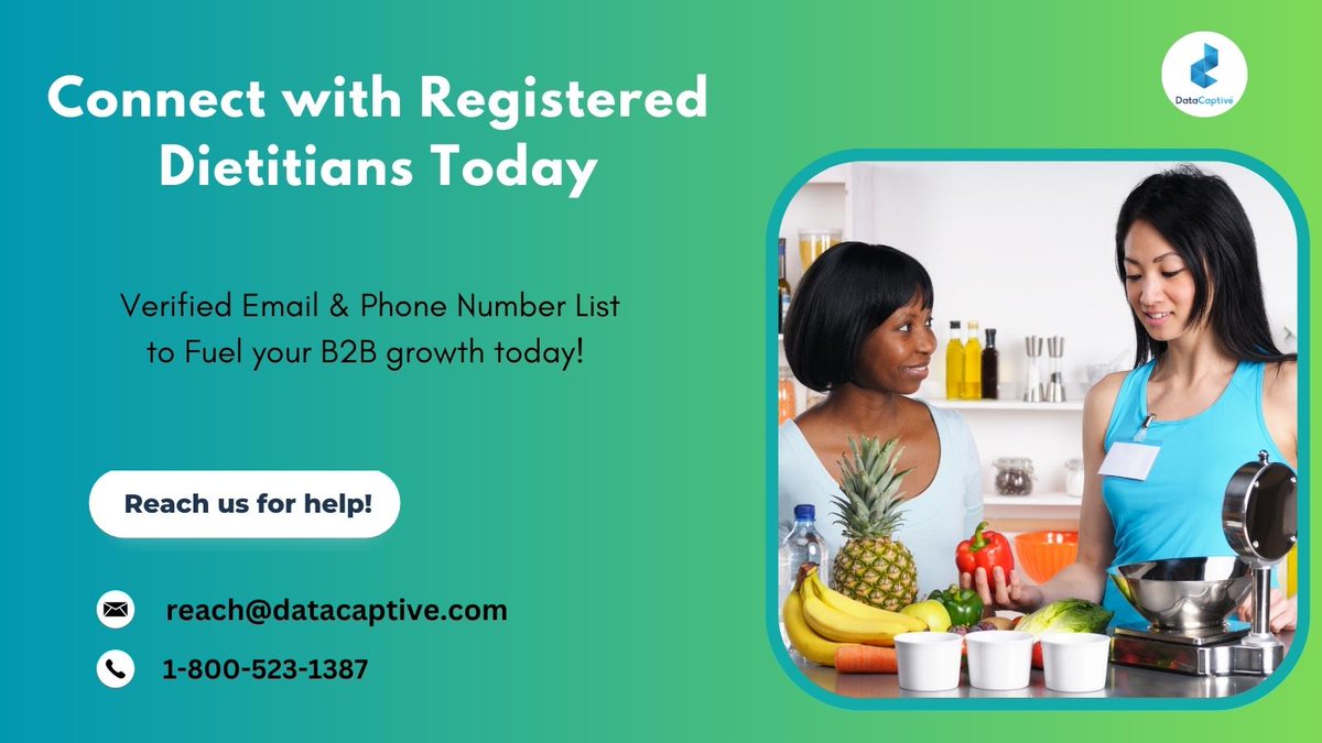 Network like a pro with DataCaptive’s Registered Dietitian Email & Phone Number List. 📞 Connect and  collaborate for #B2B success in the #nutritionindustry.

Link👉tinyurl.com/yc334wbf

#RegisteredDietitians #healthcaredata #salesleads #b2bdata #emaillists #dietitians