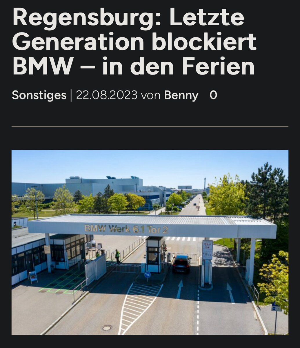 #LetzteGeneration was für ein hohler Haufen 🤡! 😅🤦🏼‍♂️ Schon blöd wenn das Werk geschlossen ist wegen Ferien! 🤣 Ihr verlausten 🐒 seid definitiv die letzte Generation! 

bimmertoday.de/2023/08/22/reg…