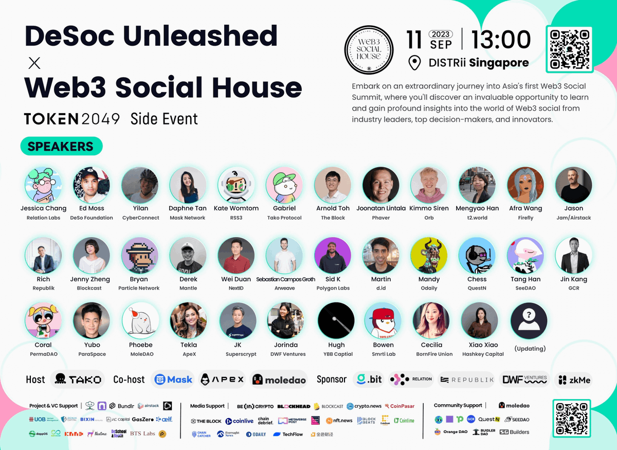 moledao_io's tweet photo. Let's come together to witness the Desoc event on September 11th! ⏳
🫡It's an honor to co-host this event with @TakoProtocol, @masknetwork, and @OfficialApeXdex
Registration is still open: https://t.co/TDfOIxqJuu🎉
#Desoc #Moledao #TakoProtocol https://t.co/OY4i8t7kgZ