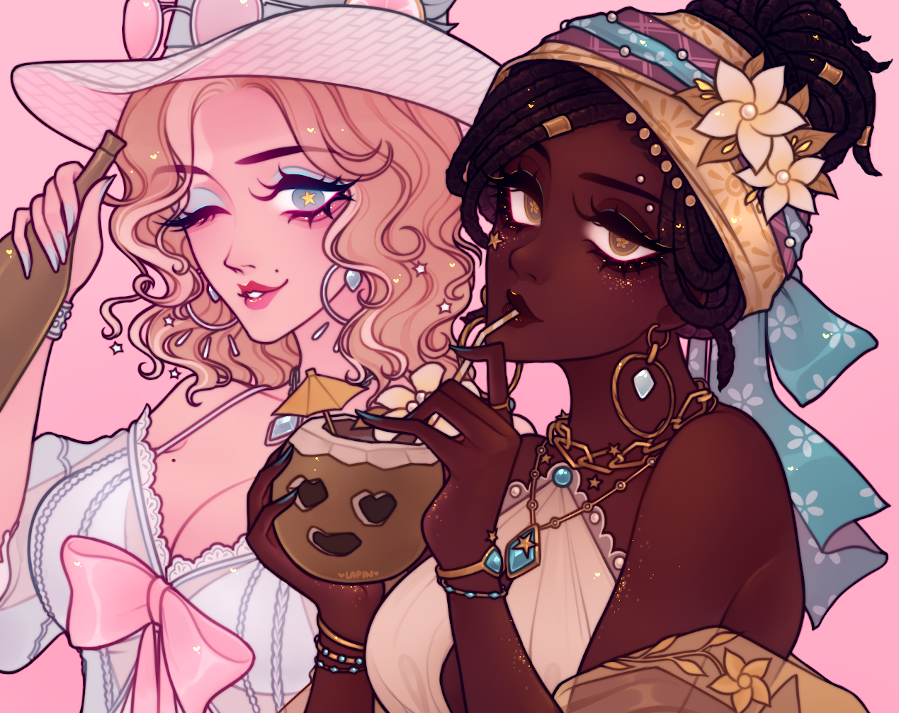 GameIdentityV's tweet photo. Dear Visitors, 
Coconuts, sandy shores, and the thrill of surfing—what's your ultimate summer delight? Now, let's dive into the stunning works of our five winners of the Summer Illustration Contest.🏝️ #IdentityV #Illustraion https://t.co/pNEQ8lV6l1