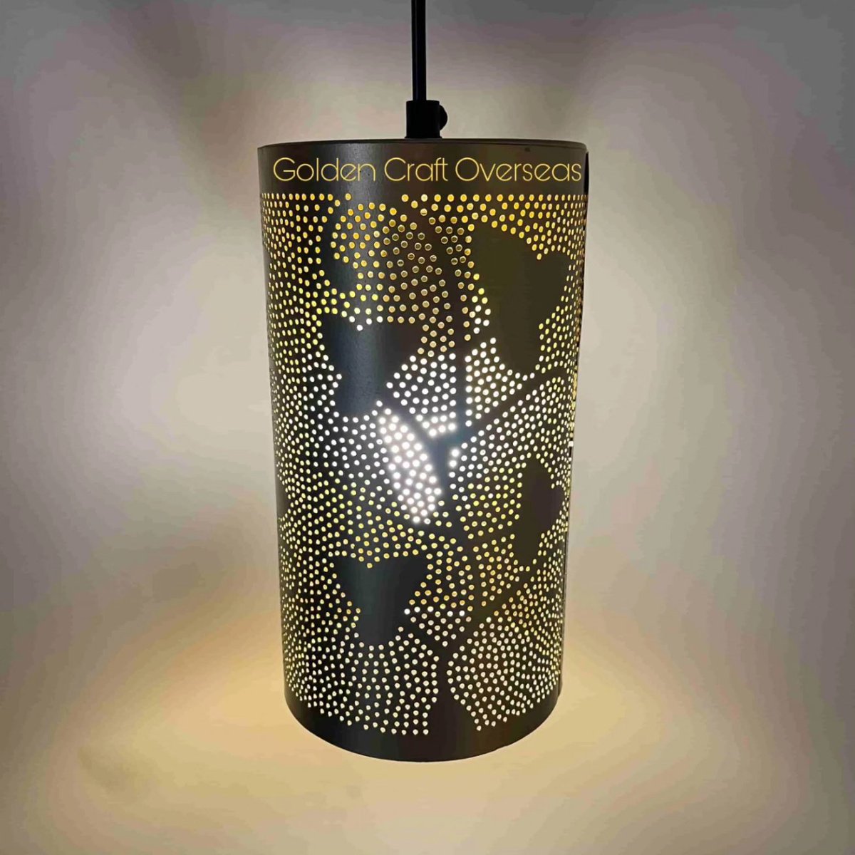 - GCO Hanging Lamp in iron With Powder Coated finish. 

#MoroccanDecor #HangingLamp #CylindricalDesign #ExoticLighting #MoroccanAmbiance #IntricatePatterns #GeometricShapes #ArtisanCrafted #ElegantDecor #BohoChic #CulturalInspiration #HandmadeBeauty #MoorishStyle
