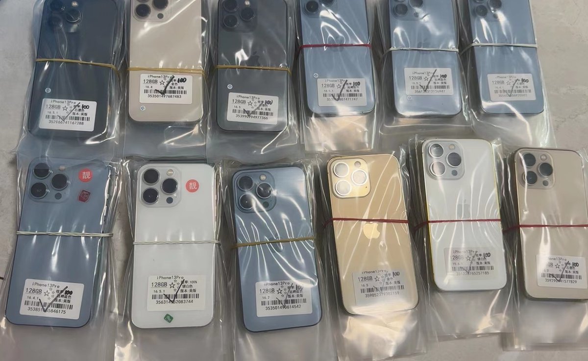 iphone_china66's tweet photo. Grade A + used iPhone 13pro 128GB   
Factory unlocked,        
no country restrictions          
No part have been fixed        
FOB China     
whatsapp:+8615536186415  
#iphone #iphone13pro #usediPhone13pro #secondiPhone13pro #mobileiPhone #Apple https://t.co/z6s4k5O3pn