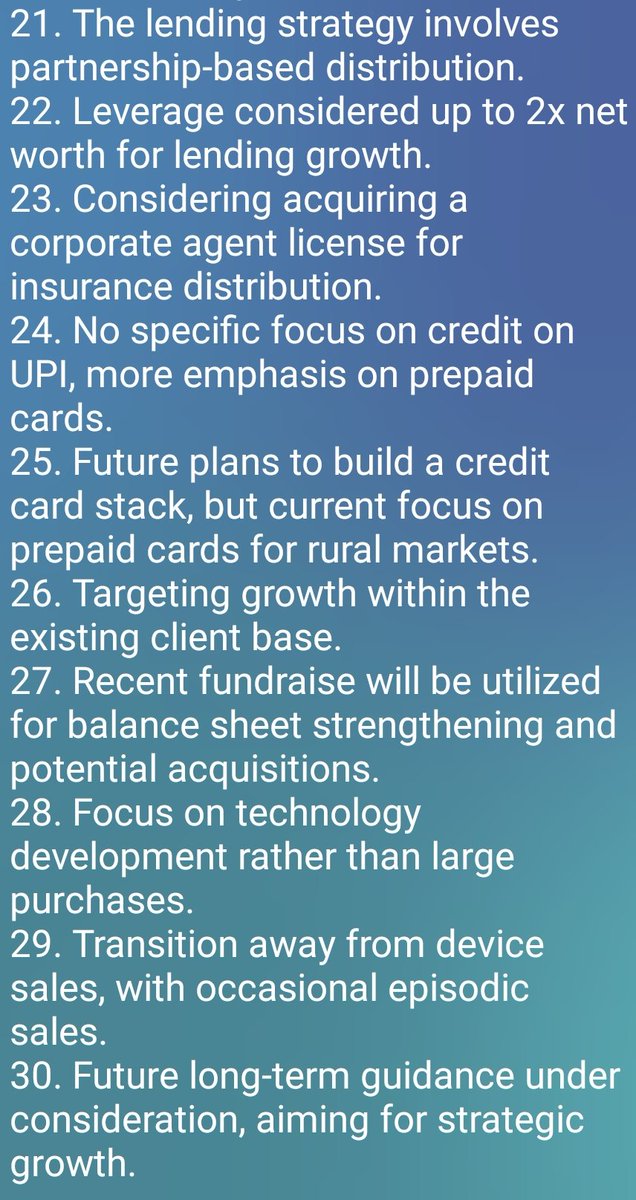 Key Summary from Niyogin Fintech Ltd. Q1FY24 Concall

Follow 📢, Retweet ♻️ and Share 🔗 for More Concall Summary

#Niyoginfintech
#Niyogin
#Concall
#Q1FY24
#TrendingNow 
#StocksInFocus 
#StockMarket 
#stockmarketnews 
#stockstowatch