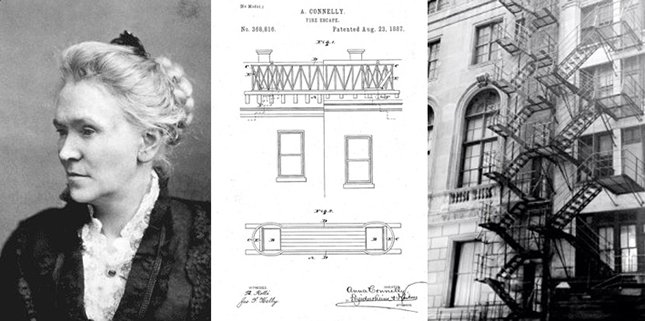 #TalDíaComoHoy rn 1887, Anna Connelly pantenta la escalera de incendios. Estas estructuras metálicas adosadas a multitud de edificios y que forman parte del paisaje urbano de ciudades como NY se extendieron con rapidez, permitiendo a miles de personas escapar de emergencias.