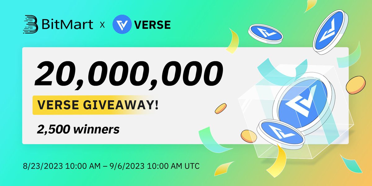 BitMart (@bitmartexchange) on Twitter photo 🌟 #BitMart X #VERSE #Airdrop 🌟
1⃣️Follow <a href="/BitMartExchange/">BitMart</a> & <a href="/BitMartResearch/">BitMart Research|$BMX HODLer</a> & <a href="/BitcoinCom/">Bitcoin.com</a> & <a href="/VerseEcosystem/">Verse</a>
2⃣️Join t.me/BitMartExchange & t.me/getverse
3⃣️RT & Tag 3 frds & Like
4⃣️Fill forms.gle/AbvVzo6KLBsXsP…
🎁2,500 winners / 20,000,000 $VERSE
Register 👉 🌟 #BitMart X #VERSE #Airdrop 🌟
1⃣️Follow <a href="/BitMartExchange/">BitMart</a> & <a href="/BitMartResearch/">BitMart Research|$BMX HODLer</a> & <a href="/BitcoinCom/">Bitcoin.com</a> & <a href="/VerseEcosystem/">Verse</a>
2⃣️Join t.me/BitMartExchange & t.me/getverse
3⃣️RT & Tag 3 frds & Like
4⃣️Fill forms.gle/AbvVzo6KLBsXsP…
🎁2,500 winners / 20,000,000 $VERSE
Register 👉