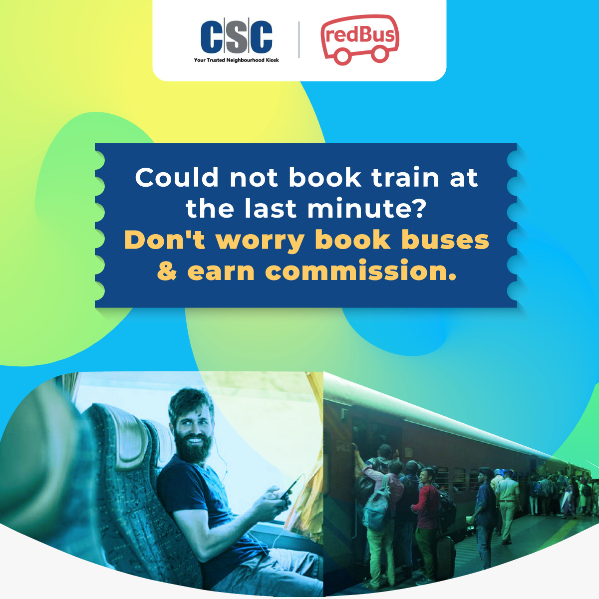 CscSafar's tweet photo. Unable to book the train at the last minute?
.
.
Don't worry, you can book buses instead and earn a commission.
#cscsafar #csc #digitalindia #redbus #cscbusservices #cscbusbookings #csctravelservices #travelservices https://t.co/yJk2Kyf5bF