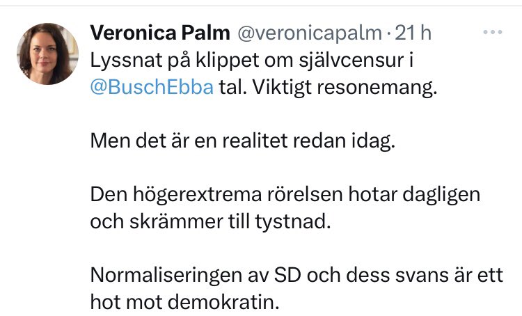 Fru_Frustrerad's tweet photo. Det är inte nyttigt för blodtrycket att läsa alla dumheter på X. Socialdemokraterna har spårat ut fullständigt. Jag trodde det var islamisterna som hotade oss med terror. Men jag har kanske missat något 🤷♀️.
#svpol #terrorhot #yttrandefrihet https://t.co/eTyfDET1ob