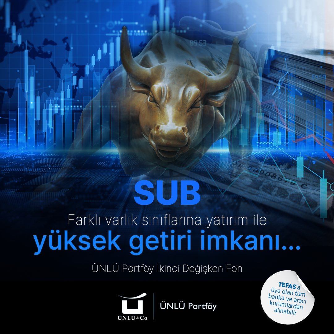TEFAS’ta işlem gören ÜNLÜ Portföy İkinci Değişken Fon SUB, farklı varlık sınıflarında yaptığı yatırımlarla yatırımcılara yüksek getiri sağlamayı hedefliyor.
Detaylı bilgi için unluportfoy.com

#ÜNLÜPortföy #SUB #İkinciDeğişkenFon #TEFAS