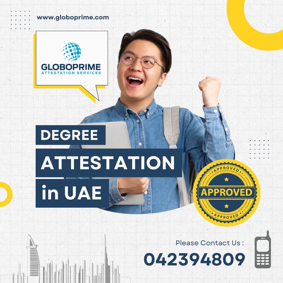 Degree Certificate Attestation for UAE
🎓 Unlock boundless opportunities in the UAE with attested degree certificates!  globoprime.com. 
#DegreeAttestation #UAEOpportunities  #attestationservices #globoprime #icareport globoprime.com