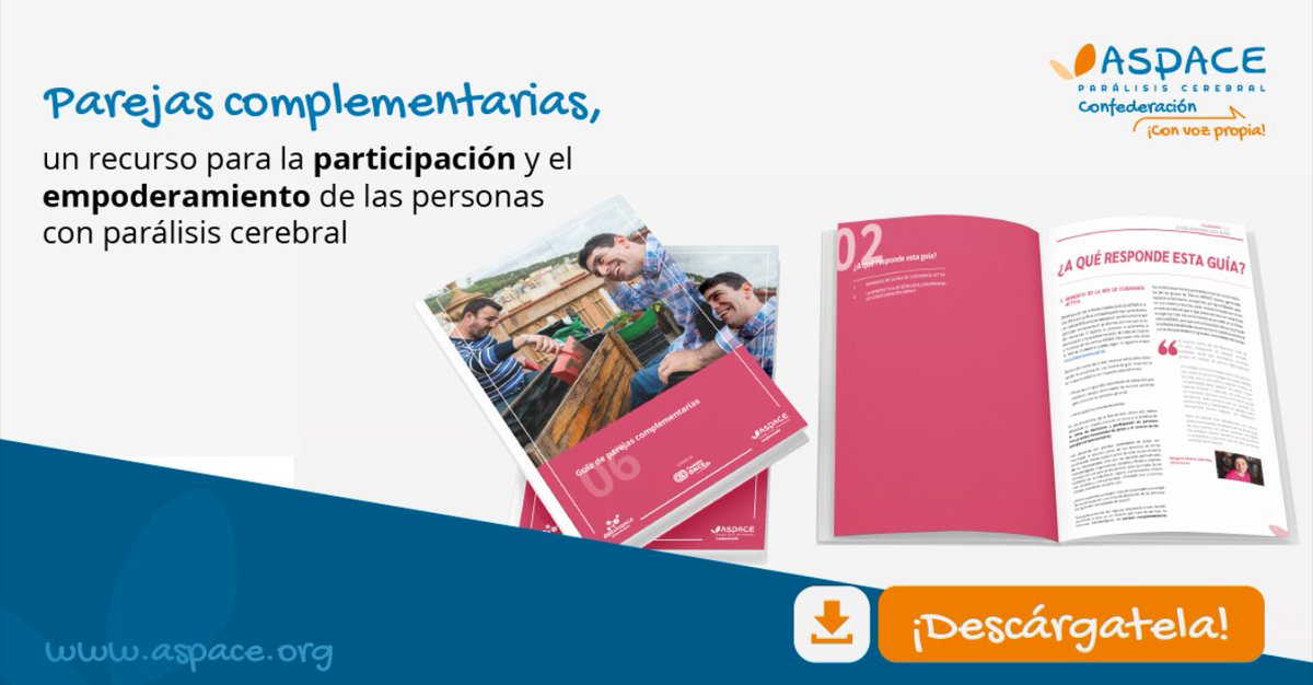 ConfeAspace's tweet image. Descarga nuestra guía de #ParejasComplementarias y conoce en qué consiste este #recurso para la #participación de las personas con #ParálisisCerebral 🧐cutt.ly/vFs25MP