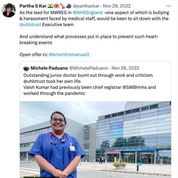 "Why is it so tricky to raise concerns in the #NHS?"

Let me give you an example

Post the heartbreaking suicide of a #Diabetes trainee? 
I asked a simple question-publicly

It resulted in an email threat from a senior manager- with HR to discuss "next steps"

So yeah.
That.