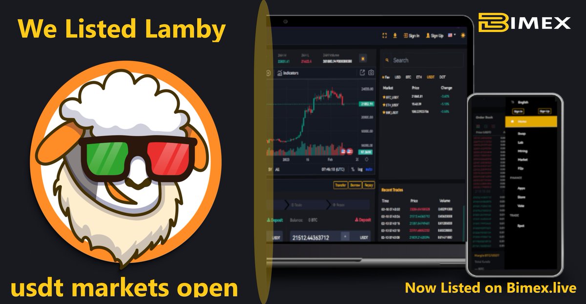 📸📷Live on Bimex !!! LAMBY📷📷 bimex.live/trade/index/ma……… Building our Metaverse Exchange one project at a time.

<a href="/dex_universe/">TEK is good</a>
@LambyCrypto