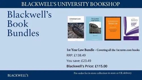 BlackwellsAbdn's tweet photo. Calling all Law Students. Delighted to announce the new Law Bundles for this term. Still awaiting some 3rd lists so currently no accelerated 2nd year Law Bundle or possible 3rd bundle yet. 

Check out the link below for details

https://t.co/ldRzcdKUkH https://t.co/QVboUJkYr1