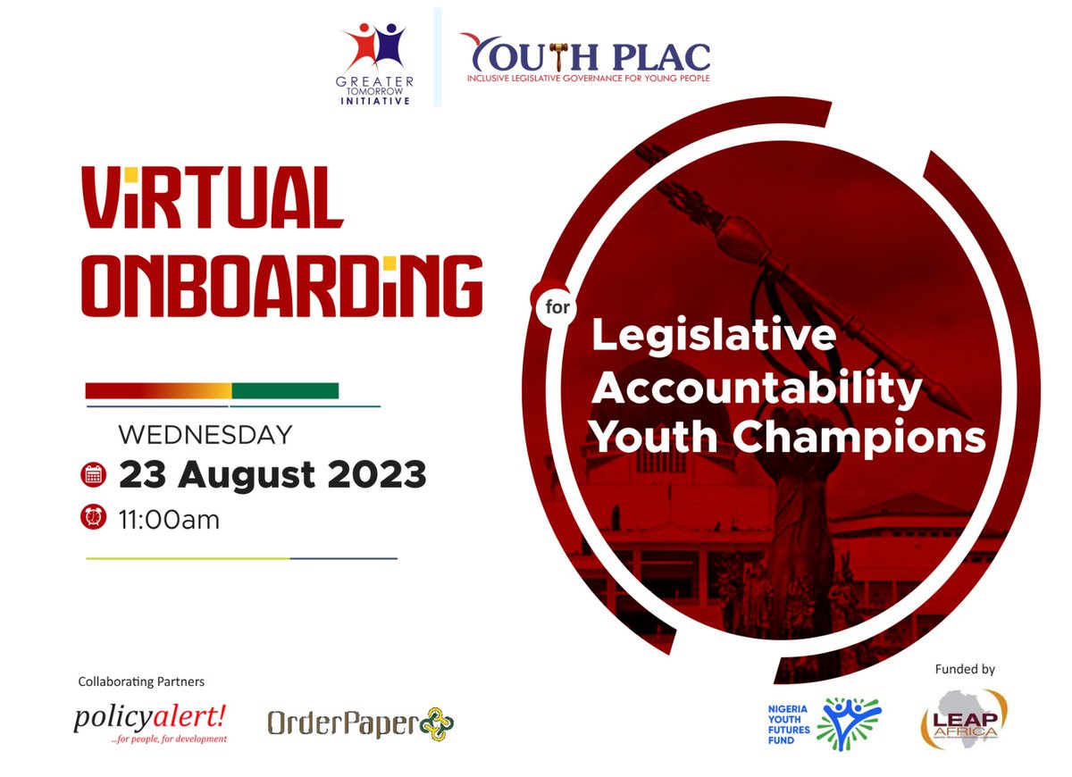 greaterini's tweet photo. Presenting the Legislative Accountability Youth Champions in the Youth Participation in Legislative Governance (YouthPLAC) project. The YPLAC Project is funded by @LEAPAfrica  supported by @macfound  and @FordFoundation  under the @ng_youthfund  project. https://t.co/L3m6zVydu1