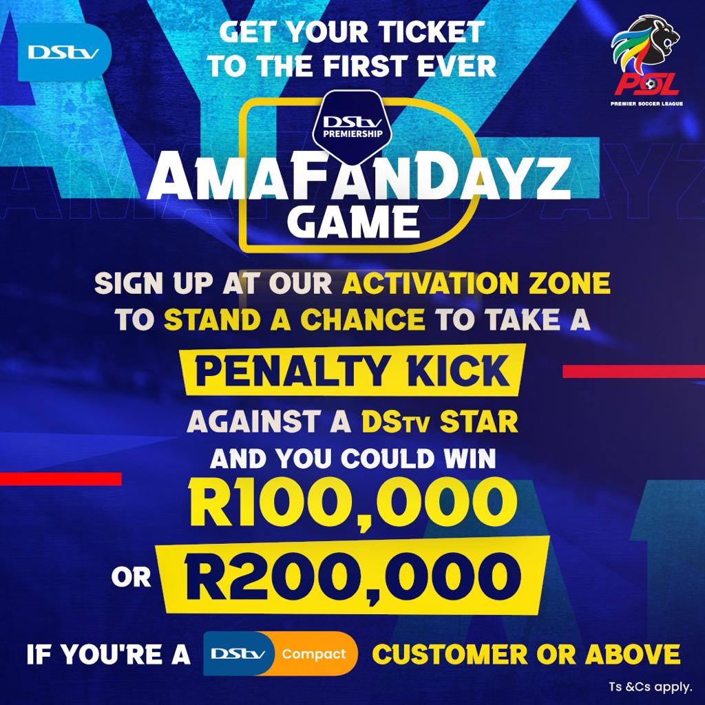 StellenboschFC's tweet photo. We will be hosting the first ever 𝗔𝗺𝗮𝗙𝗮𝗻𝗗𝗮𝘆𝘇 game at the Danie Craven Stadium this weekend 🔥

Tickets are available at 𝗥𝟱𝟬 at https://t.co/Nwo32YgSpk and Pick 'n Pay outlets🎟️

The first 5️⃣0️⃣0️⃣ fans to arrive and sign up could stand a chance to win up to 𝗥𝟮𝟬𝟬 𝟬𝟬𝟬 🤩

#StellenboschFC 🍇