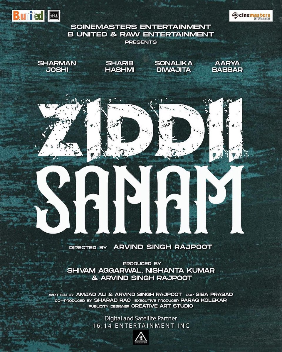 AaryaBabbar222's tweet photo. Lights, Camera, Action and Roll 🎥
'ZIDDII SANAM', on floors this September! 🧿

Starring: @TheSharmanJoshi, @sharibhashmi, #SonalikaDiwajita and myself ✨

Directed By: @imArvindRajpoot 

Written By: #AmjadAli

Produced By: #ShivamAggarwal #NisthantaKumar and @imArvindRajpoot https://t.co/FQ3JAfGNjo