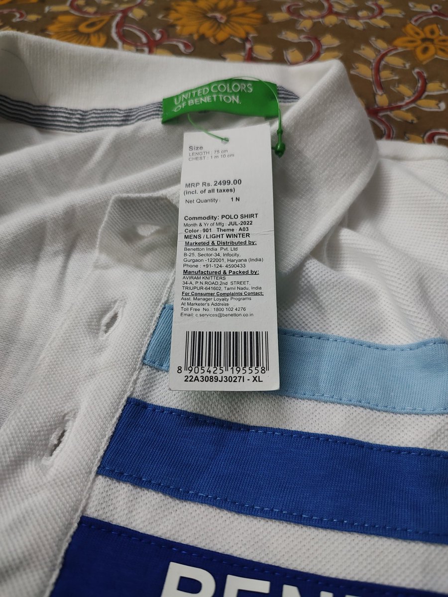 debamaju's tweet photo. @MyntraSupport ordered an XL tshirt but received M or S. Since when did you join the party of rubbish sellers? Also the bar code didn't return any match. Do let me know how you are ensuring your quality of service on this? https://t.co/5wqQIBd2JY