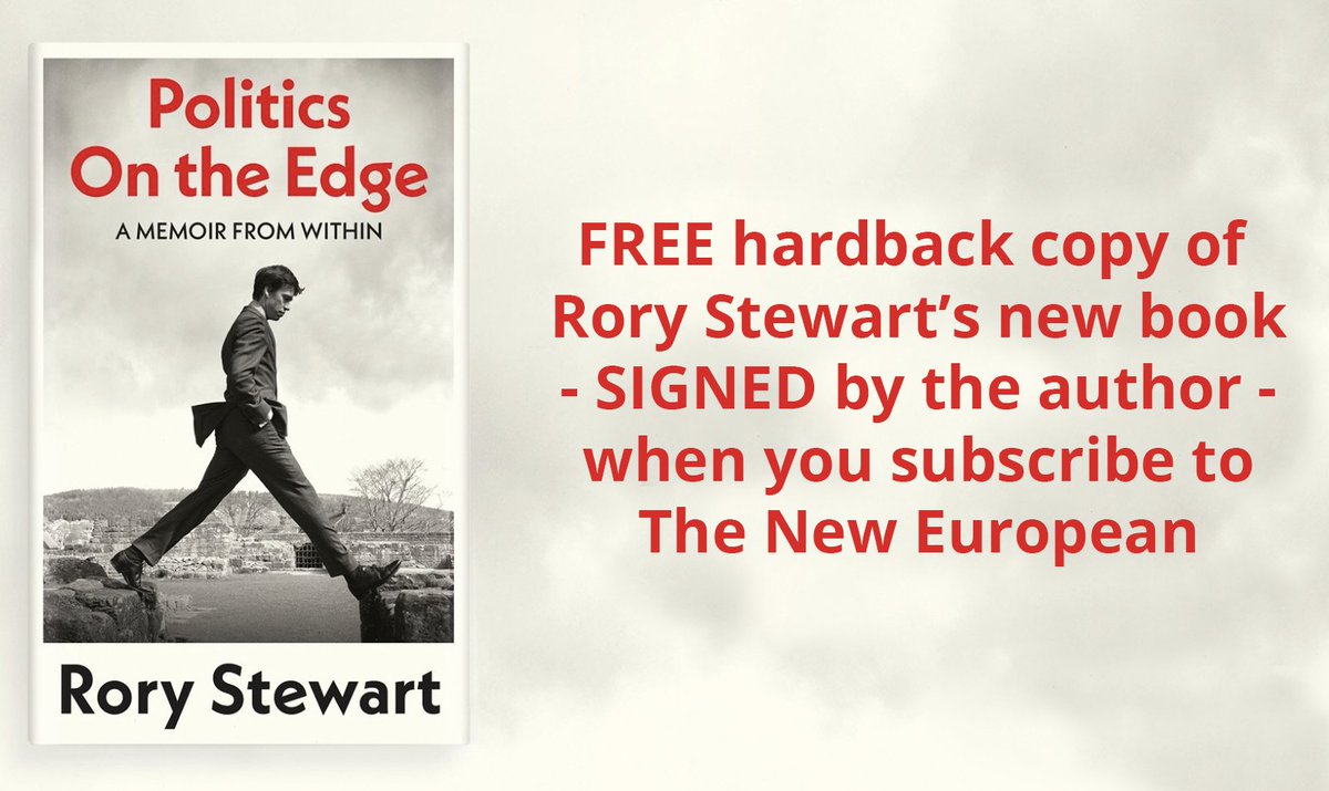 TheNewWorldmag's tweet photo. While stocks last, a FREE SIGNED copy of Politics On The Edge by @RoryStewartUK when @RestIsPolitics listeners subscribe to The New European from just £1 a week. Go to https://t.co/agxP1g8Ib5 today https://t.co/4TshhAR4Ry