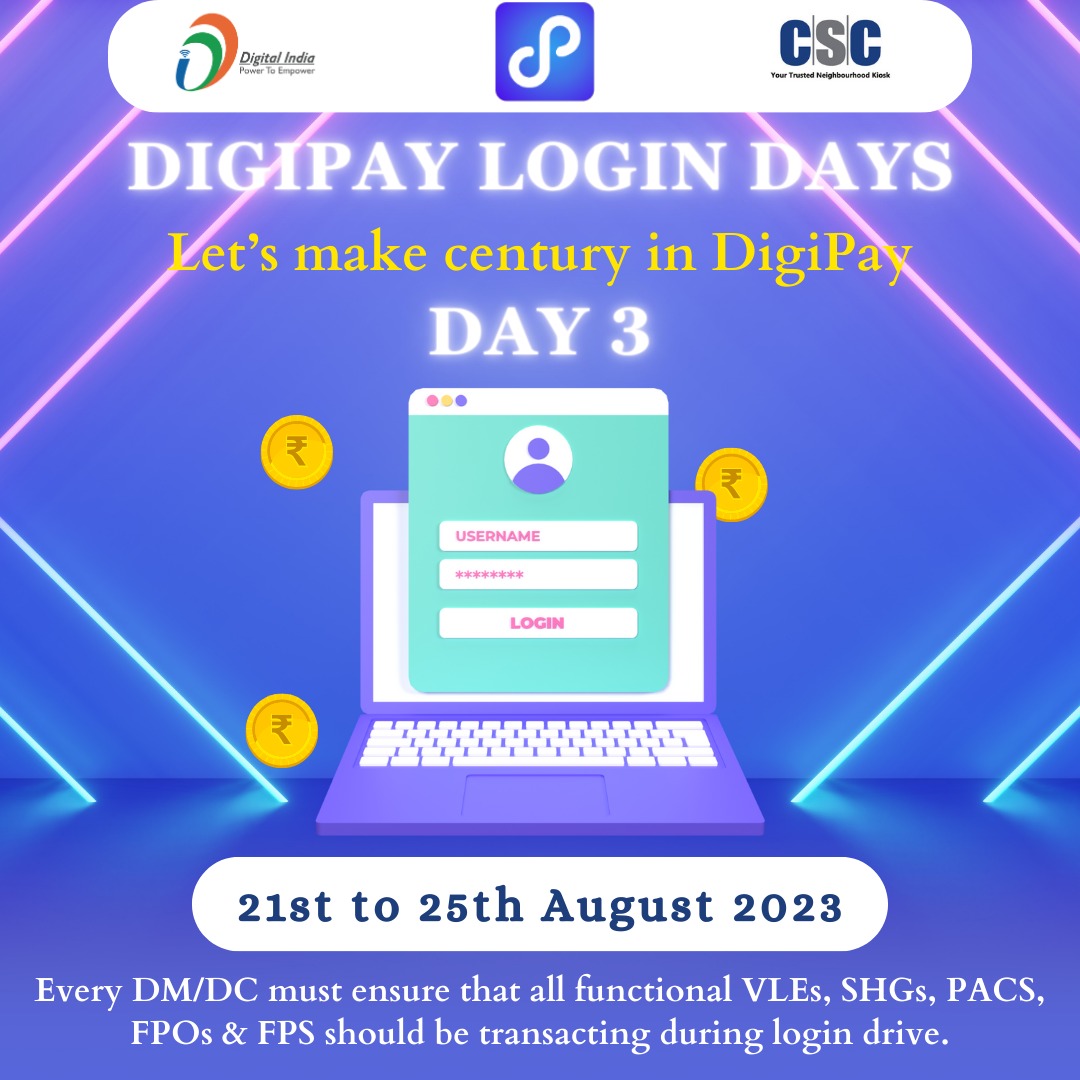 uditsharma60's tweet photo. Day 3
DigiPay Lite Login Days
Activate all users on DigiPay or DigiPay Lite Application and Make a Century in DigiPay.
#DigiPay #CSC #tweet #AePS #Logindays #Logindrive #DigitalIndia https://t.co/rqe3lM7gPF