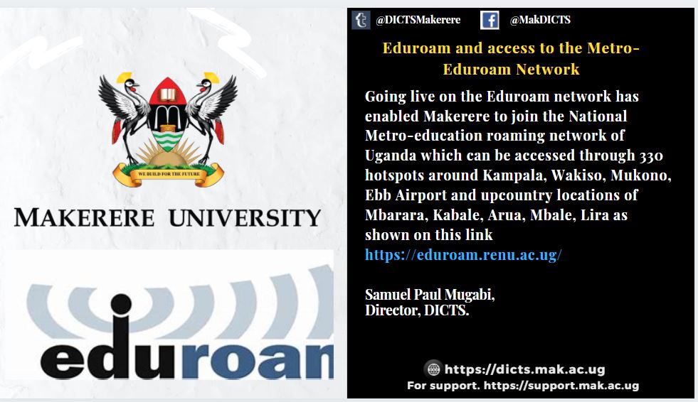 MCFeLearningMak's tweet photo. You need a @Makerere University email address to ensure you enjoy the services of MUELE, MAKAIR, EDUROAM, etc. 

Create it via https://t.co/zCv1PHhUyV 
Choose student account for student.
Before that ensure you have enrolled as a student via your student's portal. https://t.co/NWCNjIZlZa