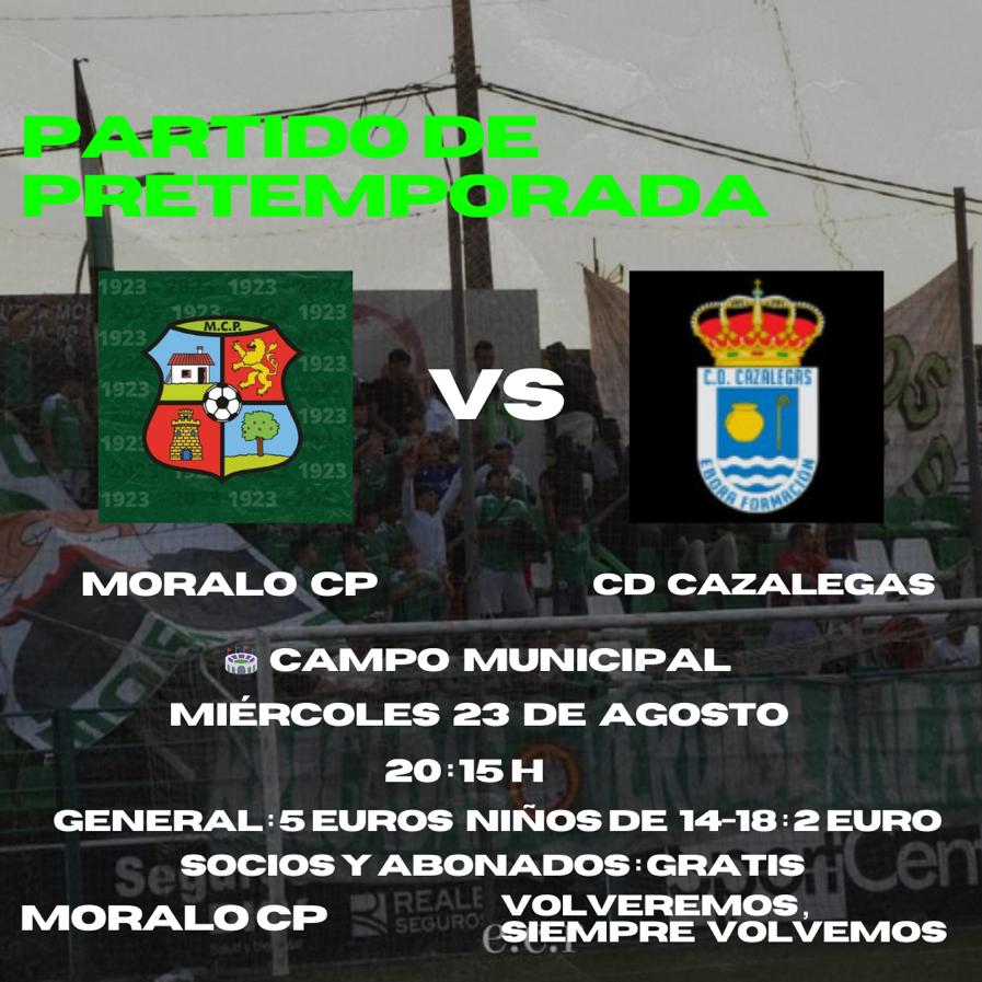 DIA DE PARTIDO 
📅 23-agosto
🕓 20'15 horaa
✅️ <a href="/cdcazalegaseb/">CD Cazalegas Élite Ebora Formación</a>
🏟 Municipal de Navalmoral 
📍Navalmoral de la Mata 
💲General 5€
De 14 a 18 años 2€
Menores de 14 años Gratis
Socios y Abonados GRATIS