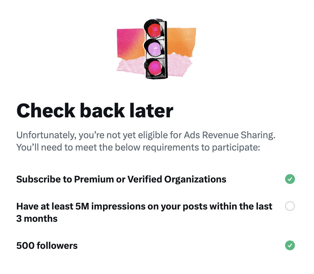 Friends, I’m testing this Twitter (X) Blue thing to write an article.

But here’s my conundrum.

I need to reach 5 million impressions (in a 3-month period) in order to start earning.

I want to do that quicker.

Please engage with &amp; repost this post so I can get there. 🙏🏼