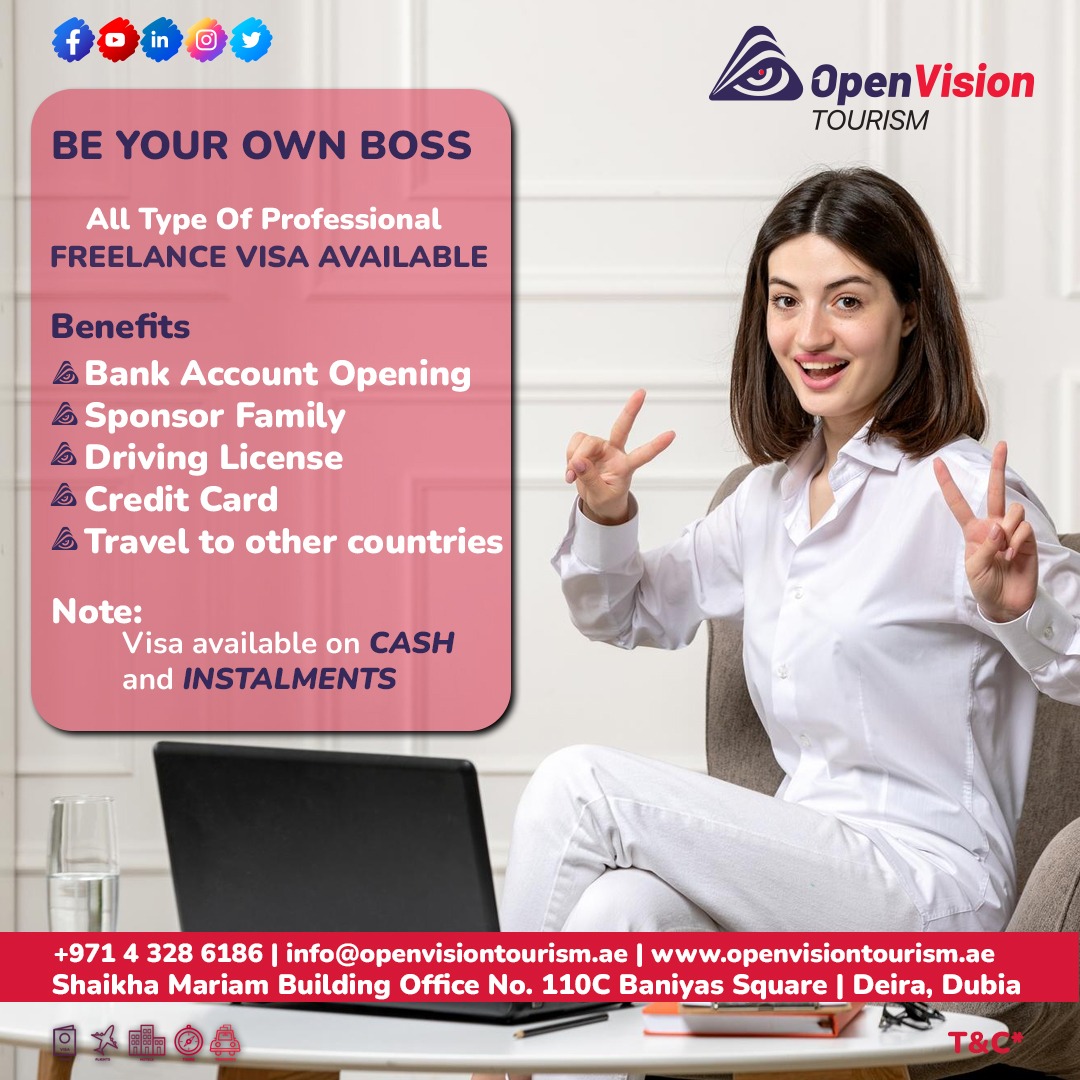 OpenVisionTour's tweet photo. Dubai's magic awaits! Secure your 2-year freelance visa today and embark on a journey of success, innovation, and adventure. https://t.co/cN6dzHCAnV