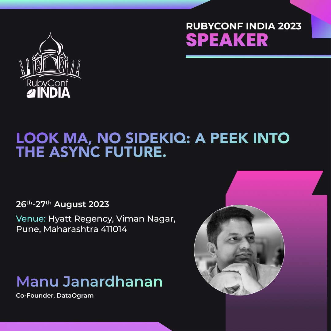 rubyconfindia's tweet image. We are elated to announce Manu Janardhanan as our speaker for #RubyConfIndia2023

Manu is an experienced Rails enthusiast turned consultant and co-founder of two startups. He finds joy in movies, books, trekking, and observing Twitter drama.

Visit:rubyconf.in