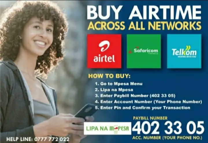 Get airtime hustle free, #Mpesa paybill:4023305
