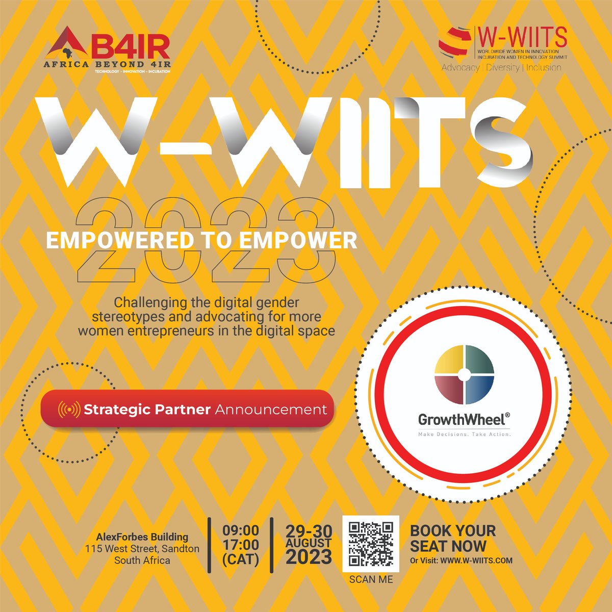 🚨Meet our Partner🚨

We are excited to align with <a href="/growthwheelza/">GrowthWheelZA</a> for the Worldwide Women in Innovation, Incubation and Technology Summit as a strategic partner.

#AB4IR #GrowthWheel #wwiits2023 #stratigicpartner #womenintech #WomenInInnovation #EmpowerChange