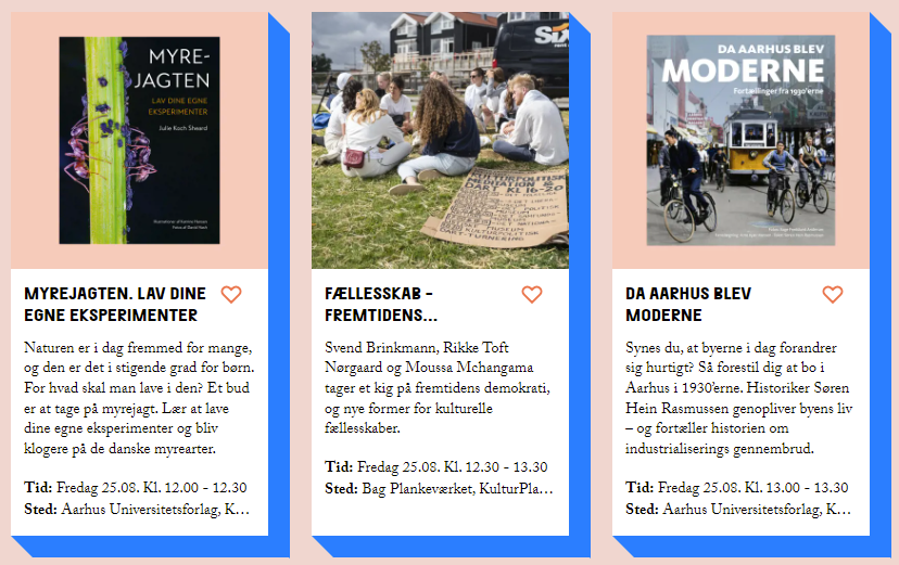 AarhusUni's tweet photo. AU, @AarhusUniPress og #Artsaudk er med på #Kulturmødet på Mors. AU's forskere og studerende kan opleves mange steder, og i år har @SyddanskUni, @aalborg_uni og AU lavet et fælles program. Søg på 'Aarhus Universitet' på https://t.co/SJSv25uP6q, og find de mange events #KM23 https://t.co/kvYQmKf8LT