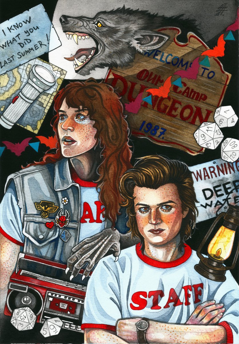 Key76061093's tweet photo. Тут должна играть песня Werewolf -
Motionless In White 📻

#strangerthings #steddie #steveharrington #eddiemunson #thequarry #art #watercolor https://t.co/YtdgyfaUEC
