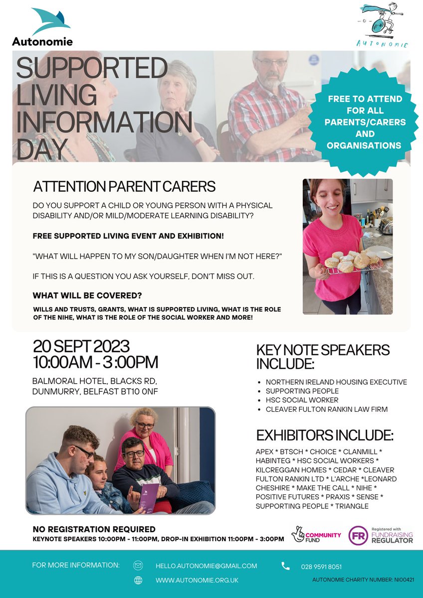AutonomieInfo's tweet photo. π£ 4 weeks to go! Autonomie Supported Living Information Day with keynote speakers and exhibition.
FREE to attend for Parents/Carers and organisations @BalmoralBelfast on 20 Sept 10am-3pm.
No registration required.
Find out more: https://t.co/9lvoOp2Cps
#AutonomieSLID2023 https://t.co/Kjf3PO9Hs3
