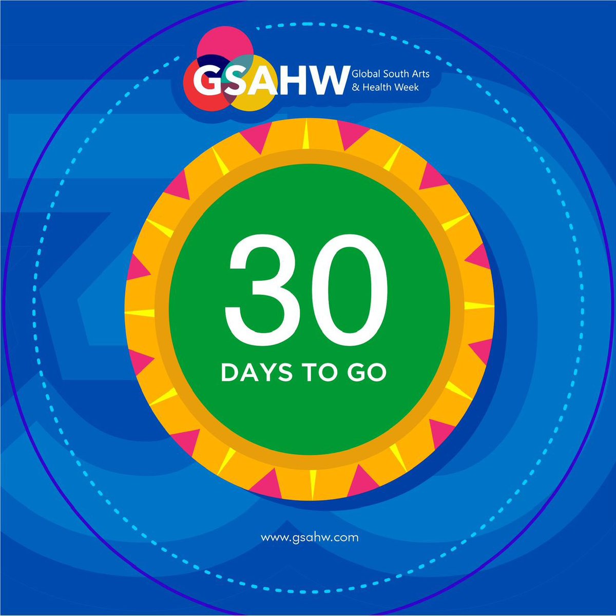 We are excited and looking forward to the maiden edition of the Global South Arts & Health Week which is in 30 days' time. #CountdowntoGSAHW #30DaysToGo #ArtsinHealth #Africa #Asia #LatinAmerica #GlobalSouthArtsandHealthWeek