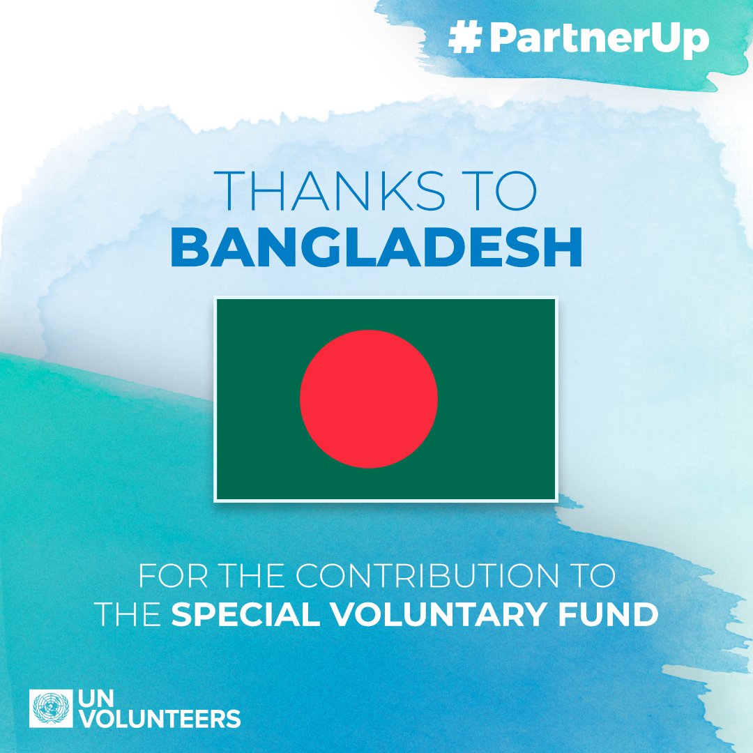 Thank you to the government of Bangladesh 🇧🇩 <a href="/BDMOFA/">Ministry of Foreign Affairs</a> for contributing to the Special Voluntary Fund that allows the <a href="/UN/">United Nations</a> Volunteers programme to flexibly and strategically allocate resources in support of its mandate. #PartnerUp