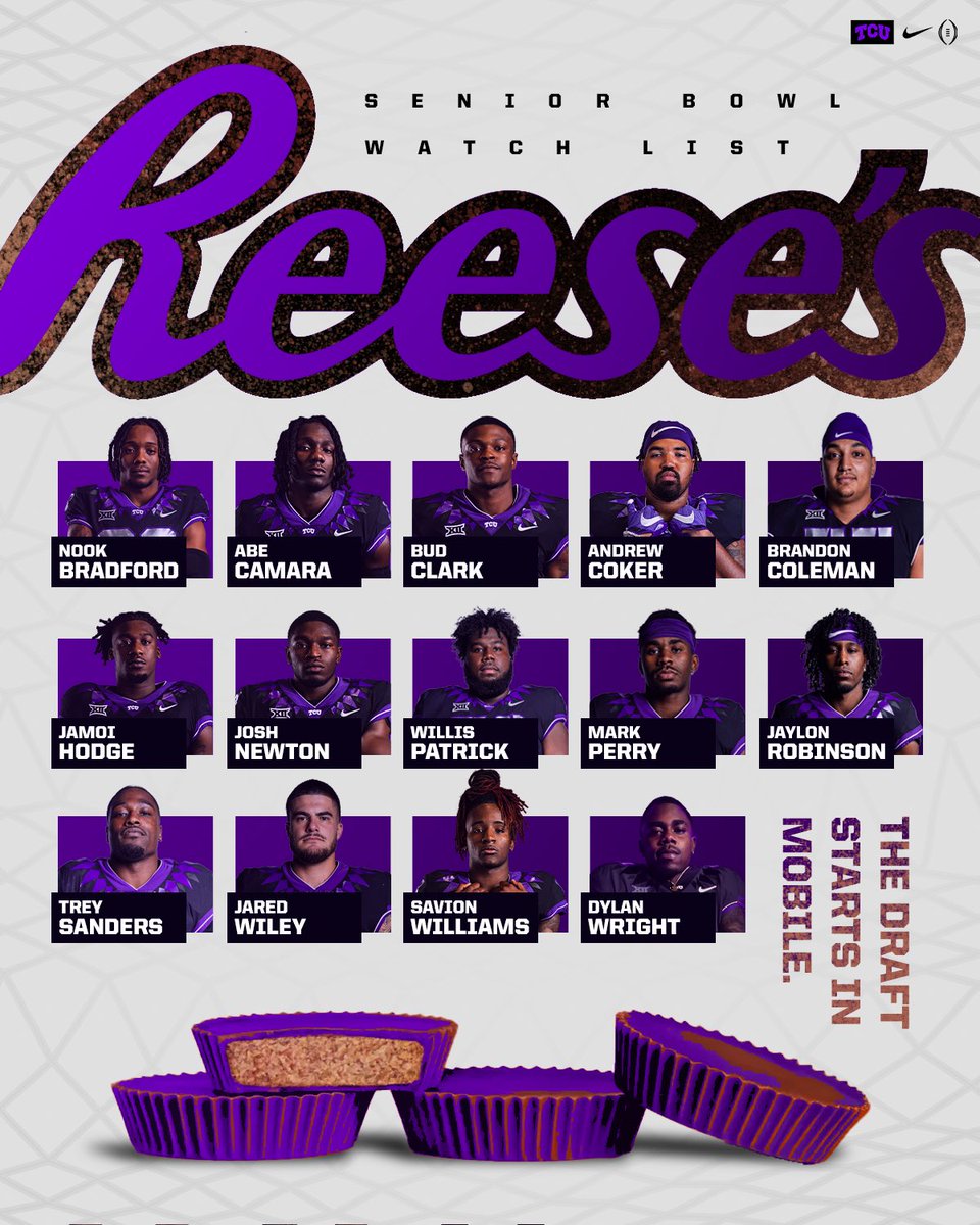 Senior spotlight 👀 14 Horned Frogs have been named to the 2023 @seniorbowl Watch List! 🍫 #GoFrogs | #AllSteakNoSizzle