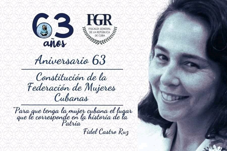 Muchas felicidades a las federadas de la <a href="/FGR_Cuba/">Fiscalía de Cuba</a>, ejemplares combatientes de #AceroYMiel. Para todas las dignas y comprometidas mujeres cubanas nuestro reconocimiento. <a href="/FMC_Cuba/">FMC de Cuba</a> <a href="/PresidenciaCuba/">Presidencia Cuba 🇨🇺</a> <a href="/TeresaBoue/">@SecGFMC</a>