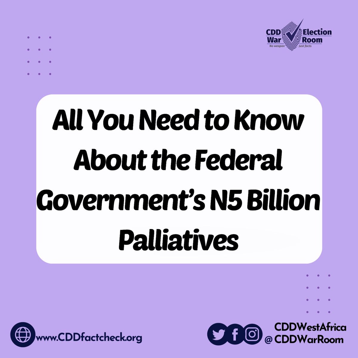 CDDWarRoom's tweet photo. #FactShield To soften the blow of subsidy removal, the Government revealed plans to distribute N8,000 to 12 million low-income earners over six months. The crucial question remains: Is this relief a gift or a loan?
Get the full fact here:https://t.co/AFVsmBMNeQ
#subsidyremoval https://t.co/YZA4ZncQKo