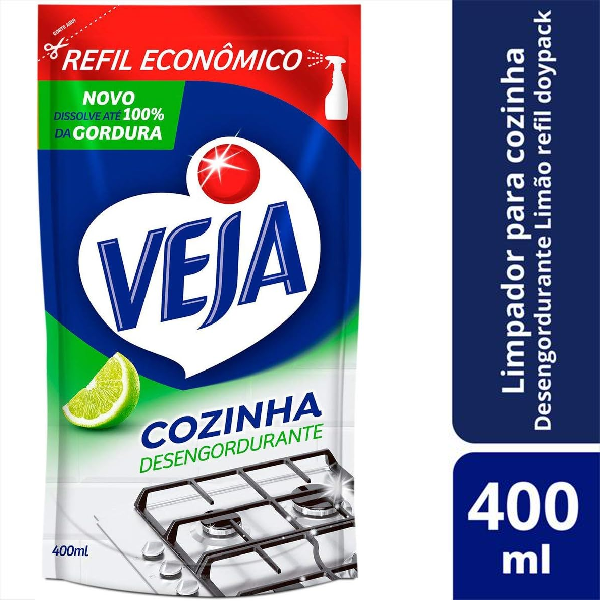 Veja Cozinha – Desengordurante Limão, Refil Econômico 400ml