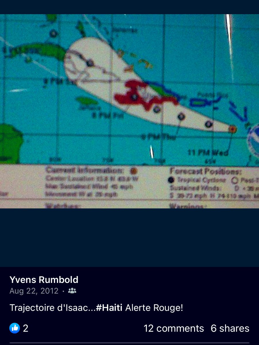 YRumbold's tweet photo. 22 août 2012, 11 ans de cela, il y a eu Isaac (capture avec feu BlackBerry). 22 août 2023, Franklin !
Jesyon Risk ak Dezas dwe yon priyorite pou sove lavi moun sou zile a #Ayiti #Quisqueya #Bohio ! #StormFranklin https://t.co/Mxh8KOcStX
