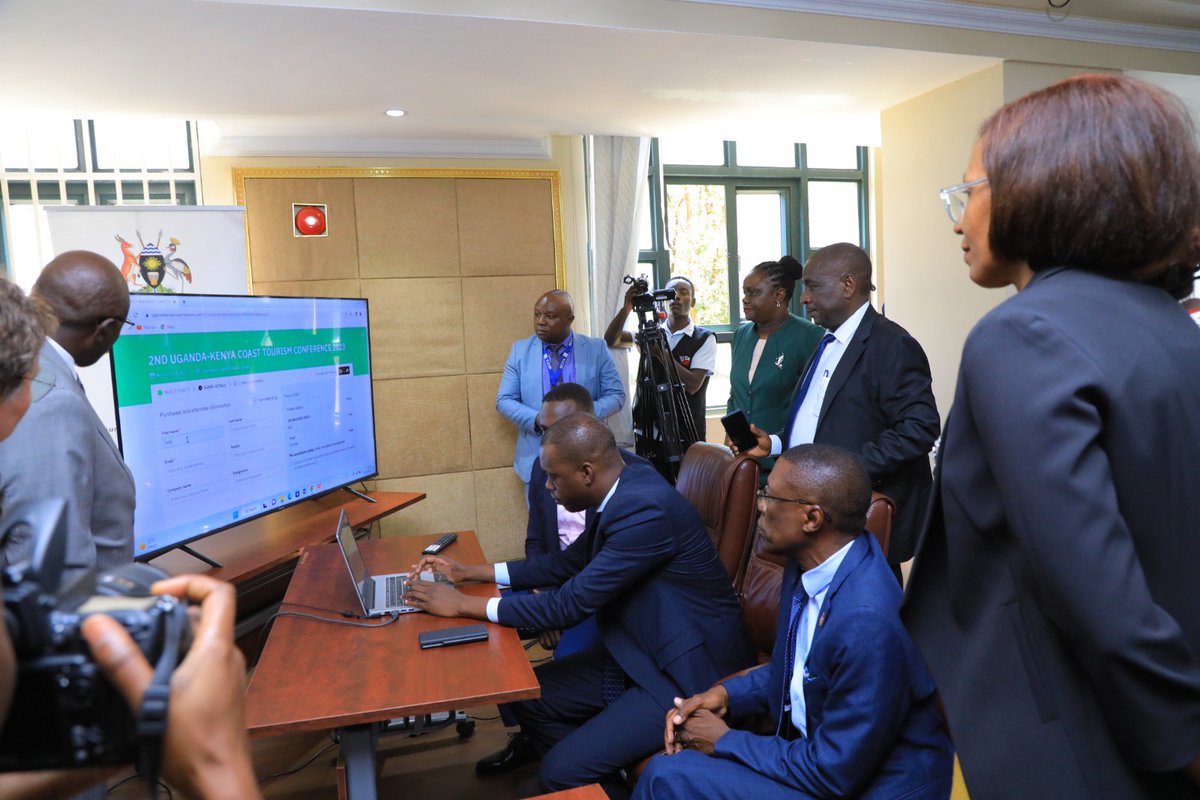 UGKETourism's tweet photo. Exciting times at #UGKECoastTourismConference2023 as we unveil the registration portal! Hon. Martin Mugarra and dignitaries took the first step towards fostering tourism between Uganda and Kenya's coast. Let's unite for #TravelTourism and explore #Uganda & #DestinationKwale! 🏝️ https://t.co/XIZPCQQjMW