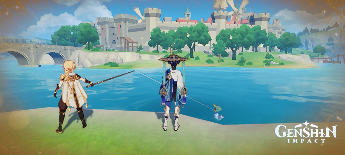 _blackcatnero's tweet photo. Setelah sekian purnama berkelana ke dasar bumi, sekalinya pulang kampung cuma buat nemenin orang mancing @amane_m04 #GenshinImpact https://t.co/Kt7gaqUoaY