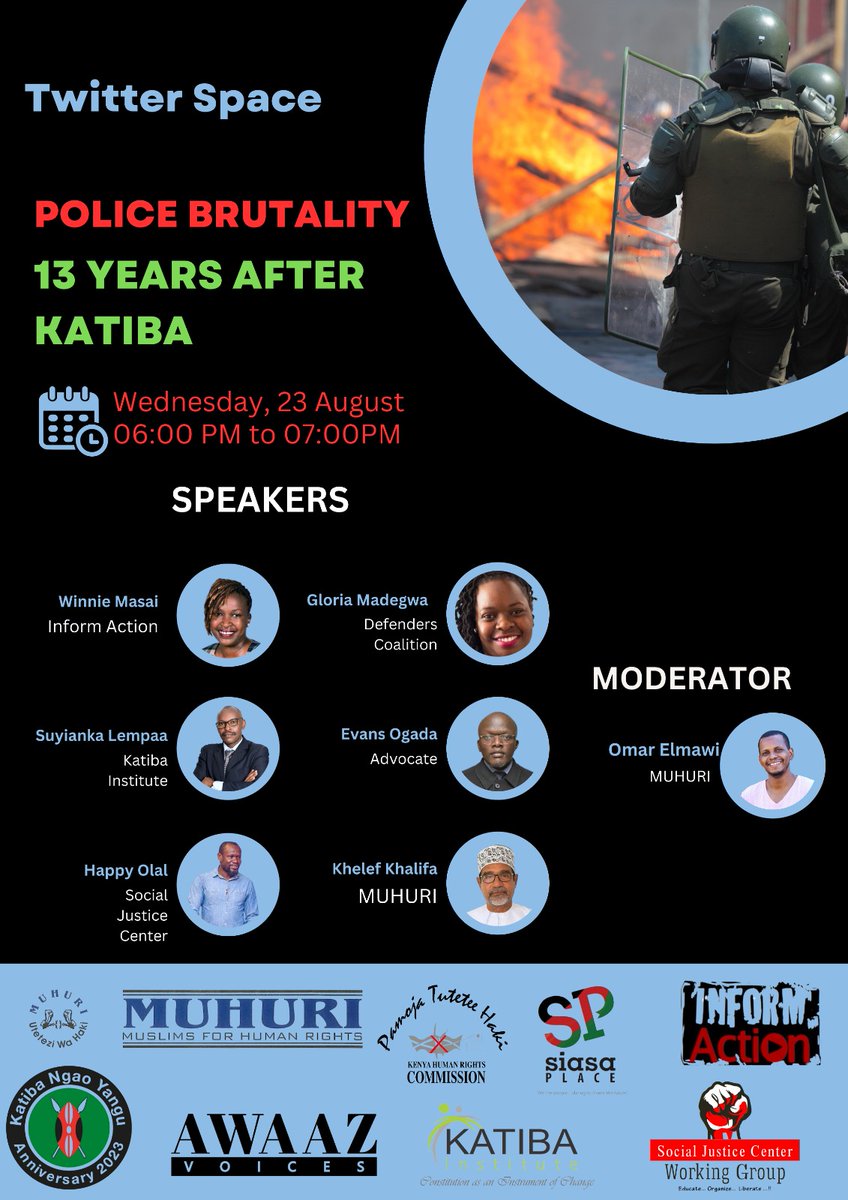 Police BRUTALITY come in extreme forms like extra judicial executions, enforced disappearances & other subtle ways like verbal attacks & psychological intimidation 13yrs later since promulgation of our Constitution, why is @NPSOfficial_KE still marred by misconduct? 6pm today 👇🏿