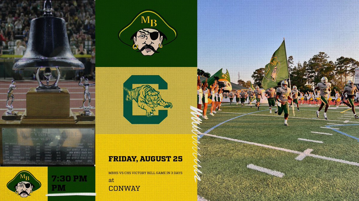 Myrtle Beach let's travel to Conway this Friday night! #thevictorybell @MBHSPrincipal @HunnellNatalie @SeahawkBooster @myrtlebeachhigh @MBSeahawks_FB @hawkcenterMBHS