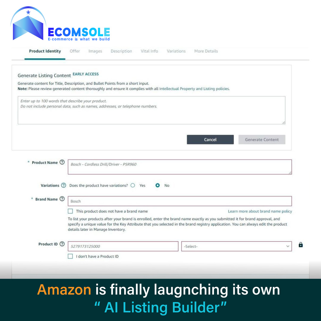 theEcomSole's tweet image. 🆕 Amazon Update:

Amazon is finally launching its own &quot;AI Listing Builder&quot;

#AmazonUpdate #AiBuilder #ai #listing #wednesdaythought